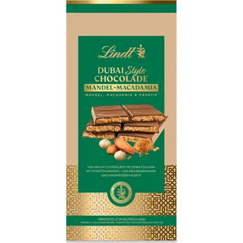 Čokoláda Lindt Dubai Style Chocolade Mandel-Macadamia, 150g