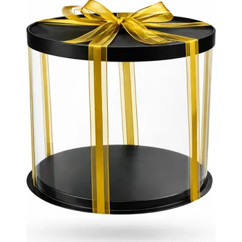 Krabice na pečivo Cake star dortový box černý kulatý 31x34cm - bez stuhy