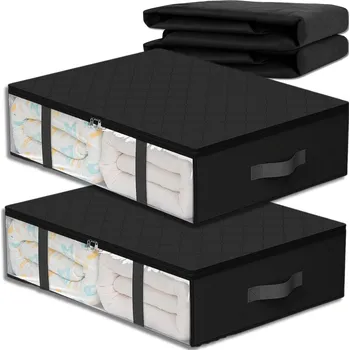 Organizér oblečení Camerazar Sada 2 organizérů do skříně na ložní prádlo, oblečení a tašku, velká, černá, 60x45cm