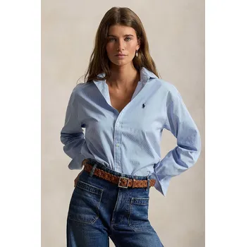 Pánská košile Bavlněná košile Polo Ralph Lauren 211910743 modrá 50X, vel. XS