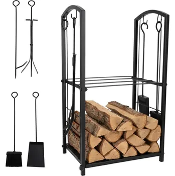 KiK Krbový stojan na dřevo 40 x 30 x 100 cm černý