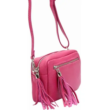 Kabelka Dámská Kabelka Luka Dollaro 20-030 z Přírodní Kůže Fuksiová Crossbody