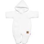 Baby Nellys Zimní pletená kombinézka/overálek s kapucí, bílá, vel. 62