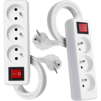 Prodlužovací kabel Camerazar PRODLOUŽOVACÍ KABEL SADA 3 ZÁSUVEK 2 KS GRUNDIG prodlužovací kabel 1,5 m s vypínačem