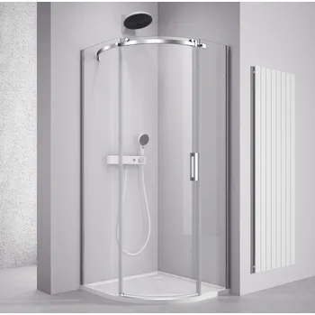 Polysan THRON ROUND čtvrtkruhová sprchová zástěna 900x900mm, čiré sklo, levá - TL2690L-5005