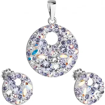 Náušnice Sada šperků s krystaly Swarovski náušnice a přívěsek fialové kulaté 39148.3 violet