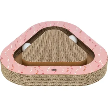 TRIXIE Škrabací karton VALENTINE triangl, s míčky a catnipem, 36 x 5 x 36/36 cm, losos - LIMITOVANÁ NABÍDKA