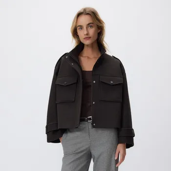 Dámský kabát Reserved - Bunda s&nbsp;kapsami - tmavě hnědá - 531IA-89M - 531IA-89M-XS