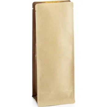 Sáček na potraviny Sáček s plochým dnem | kraft papír bez AL vrstvy | hnědý bok obsah 300ml (80 x 210 + 50 mm)