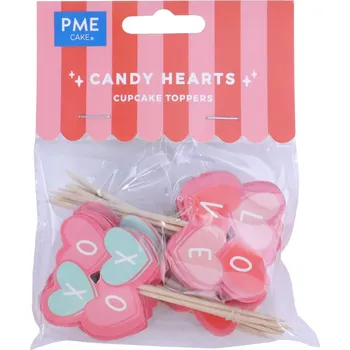 Jedlá dekorace na dort PME Valentýnské zápichy do cupcakes 24 ks