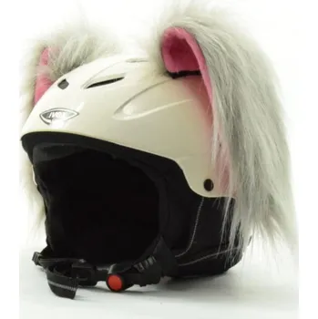 Velforia Nalepovací uši na lyžařskou helmu –angorský králík (šedé)