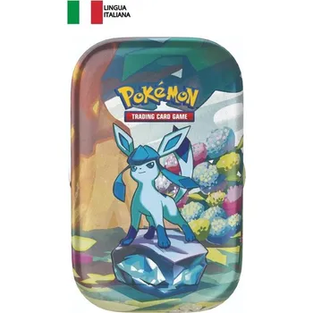 Puzzle Pokémon TCG: Crimson & Violet—Prismatic Evolutions Glaceon Tin (dva boostery a mince)