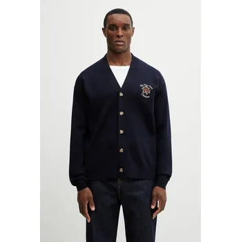 Dámský svetr Vlněný kardigan Drôle de Monsieur Le Cardigan Slogan Rose, S, námořnická modř, 59X