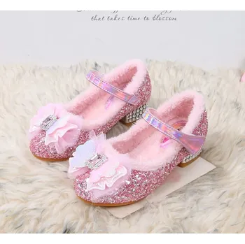 Dětská sálová obuv Frozen (Ledové království) Dívčí elegantní sandálky královny Elsy z pohádky "Frozen" s kožíškem Barva: Růžová, Velikost: 25