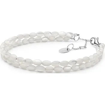 Náramek Gaura Pearls Stříbrný náramek s korálky Mother of Pearl, stříbro 925/1000 242-02B Stříbrná 17 cm + 3 cm (prodloužení)