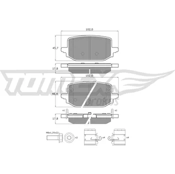 Brzdová destička Sada brzdových destiček, vždy 4 kusy v sadě TOMEX Brakes TX 60-73