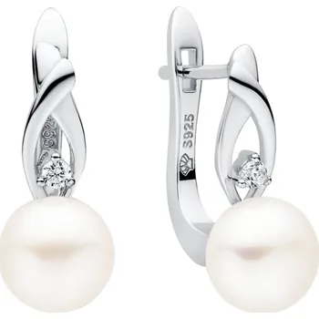 Náušnice Gaura Pearls Stříbrné náušnice s bílou 8-8.5 mm perlou Estrella, stříbro 925/1000 SK22507EL/W Bílá