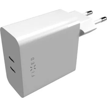 Fixed Nabíječka síťová s 2x USB-C výstupem, podpora PD, 65W, bílá