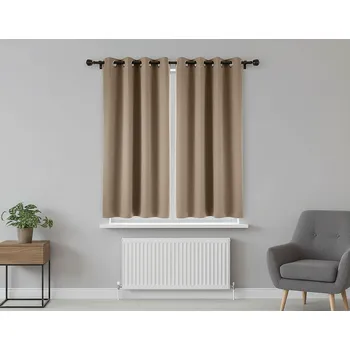 Bytový textil Zatemňovací krátký závěs s kroužky "BLACKOUT" NEW VITORIA 135x160 cm béžová (cena za 1 kus) Mybesthome