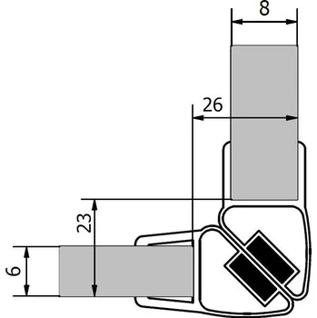 Polysan Sada dvou těsnění (magnet) na 6 a 8mm sklo, 2000mm, varianta roh - M128
