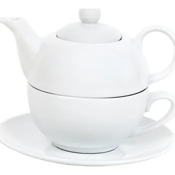 SVING Porcelánová konvička na čaj 390 ml se šálkem 270 ml a podšálkem