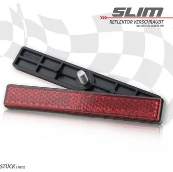 HSM šroubovací odrazka na motorky a skůtry, hranatá, červená, 100x13 mm, šroub M5, homologovan