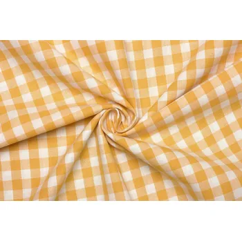 Bavlněný kanafas - Károvaný vzor oranžový