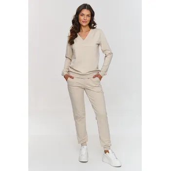 souprava mikiny s výstřihem do V + tepláky M868 Barva: Béžová, Velikost: M