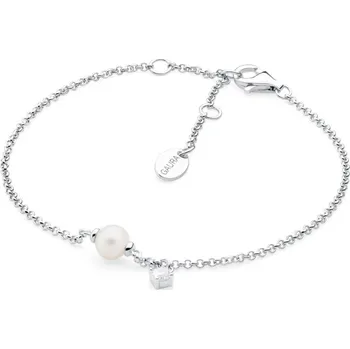 Náramek Gaura Pearls Stříbrný náramek s perlou a zirkonem Enriqa - stříbro 925/1000 SK22243B/W 16 cm + 4 cm (prodloužení) Bílá