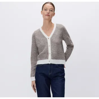 Dámský svetr Reserved - Kardigan s kontrastními vsadkami - kávová - 828IP-84M - 828IP-84M-XL