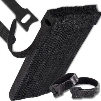 Organizace kabelů Camerazar Stahovací páska na suchý zip pro upevnění vodičů, sada 100 kusů, černá, 12x150 mm