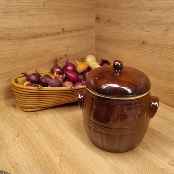 Dóza na potraviny Keramický soudek - 1,5 l hnědý