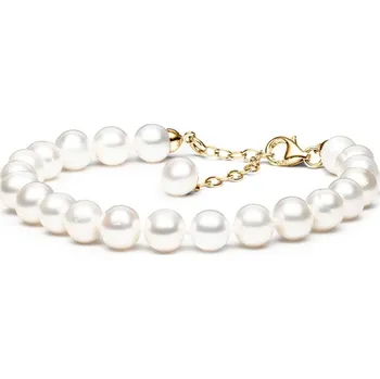 Náramek Gaura Pearls Perlový náramek Verena - 8 mm perla, stříbro 925/1000 PYFARW575-B Zlatá Bílá 18 cm + 4 cm (prodloužení)