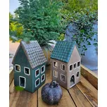 Zelený porcelánový domek svícen na čajovou svíčku Candle House - 9*8*15 cm 233732664