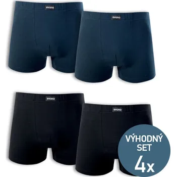 Sada pánského spodního prádla KNITVA Pánské boxerky s modalem set 4 kusů - 2x černé + 2x modré 3XL