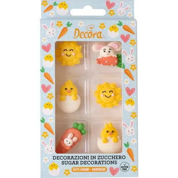 Jedlá dekorace na dort Decora cukrové ozdoby velikonoce mix 6 ks