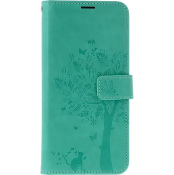 Pouzdro na mobilní telefon Pouzdro Samsung A17 knížkové Strom s kočičkou zelené (kryt neboli obal na Samsung A17)