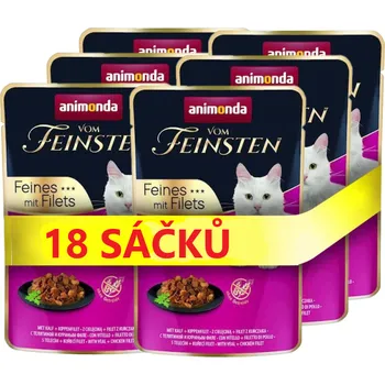 Krmivo pro kočku ANIMONDA Cat Vom Feinsten Adult telecí + kuřecí filé 18x85g kapsička