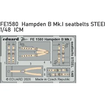 Plastikový model Eduard 1/48 Hampden B Mk.I seatbelts STEEL (ICM)