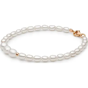 Náramek Gaura Pearls Perlový náramek Sabrina - pravé perly, stříbro 925/1000 254-106B/17 17 cm Bílá