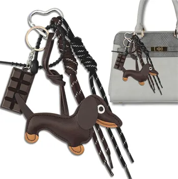Camerazar Klíčenka na sáček s klíči, kroužek na klíče, přívěsek, čokoládová tyčinka, jezevčík, hnědá