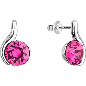 Náušnice Stříbrné náušnice pecky se se Swarovski krystaly růžové 31313.3 fuchsia