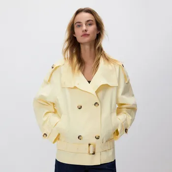 Reserved - Krátký bavlněný trenčkot - tělová - 525IA-02X - 525IA-02X-XL