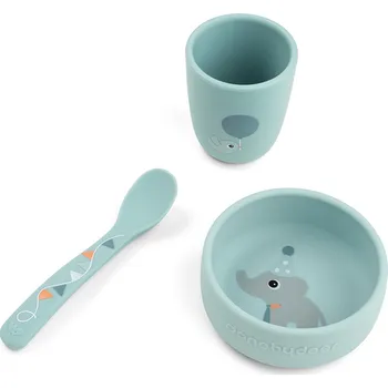 dětská jídelní sada DONE BY DEER Stick and stay jídelní set Celebration - modrý