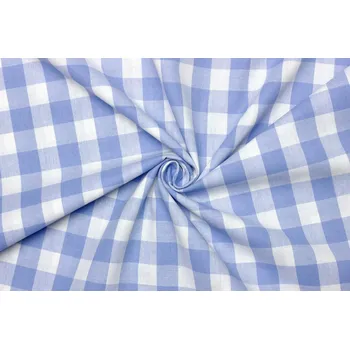 Bavlněný kanafas - Károvaný vzor modrý