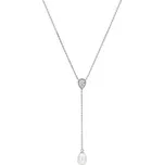 Gaura Pearls Stříbrný náhrdelník Melita - zirkon, sladkovodní perla, stříbro 925/1000 SK23484N Stříbrná 43 cm