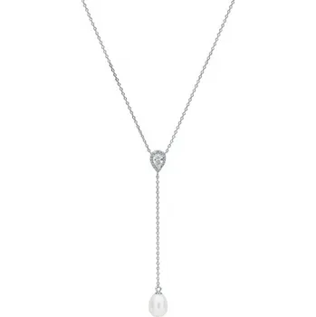 Náhrdelník Gaura Pearls Stříbrný náhrdelník Melita - zirkon, sladkovodní perla, stříbro 925/1000 SK23484N Stříbrná 43 cm