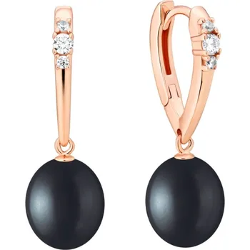 Šperk Gaura Pearls Náušnice s černou perlou Elenia Gold - stříbro 925/1000 SK25485GEL/B Zlatá Černá