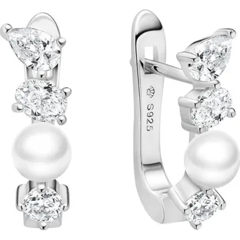 Náušnice Gaura Pearls Stříbrné náušnice s perlou a zirkony Nicol - stříbro 925/1000 SK25474EL Stříbrná Bílá