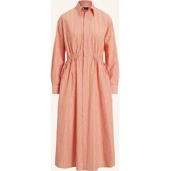 Dámské oblečení Polo Ralph Lauren Dámské Košilové Šaty, oranžová / bílá, 40